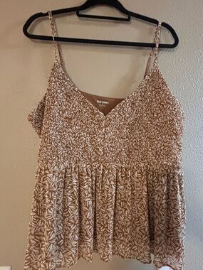 Old Navy Brown Floral Smocked V-Neck Camisole